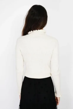 C&Jo Pulls|Pull en Cachemire & Soie mélangés col montant crème