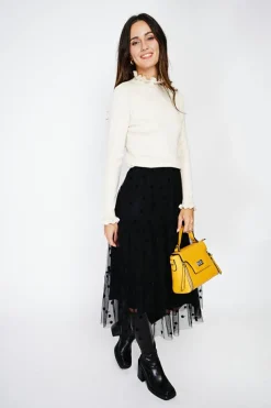 C&Jo Pulls|Pull en Cachemire & Soie mélangés col montant crème