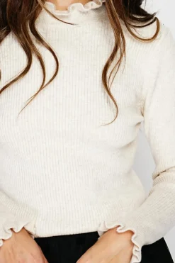 C&Jo Pulls|Pull en Cachemire & Soie mélangés col montant crème