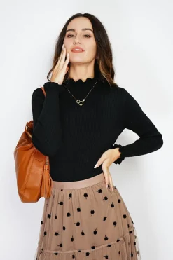 C&Jo Pulls|Pull en Cachemire & Soie mélangés col montant noir