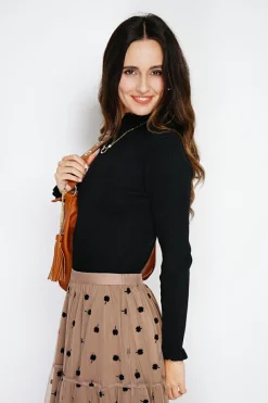 C&Jo Pulls|Pull en Cachemire & Soie mélangés col montant noir