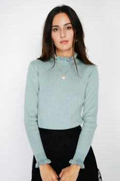 C&Jo Pulls|Pull en Cachemire & Soie mélangés col montant jade