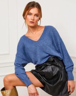 Fleur de cachemire Pulls|Pull en Cachemire mélangé Abigael indigo