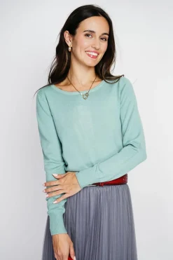 Assuili Pulls|Pull en Cachemire mélangé col rond jade