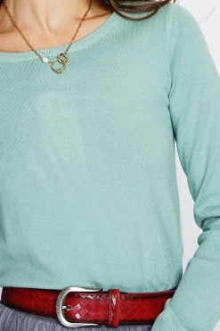 Assuili Pulls|Pull en Cachemire mélangé col rond jade