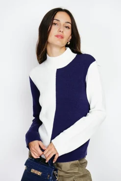 Assuili Pulls|Pull en Cachemire mélangé col montant naturel/nuit