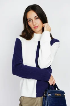 Assuili Pulls|Pull en Cachemire mélangé col montant naturel/nuit