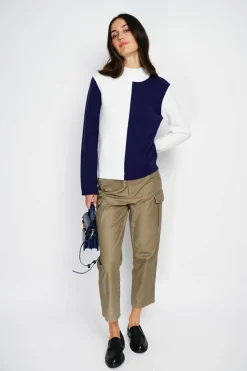 Assuili Pulls|Pull en Cachemire mélangé col montant naturel/nuit