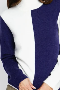 Assuili Pulls|Pull en Cachemire mélangé col montant naturel/nuit