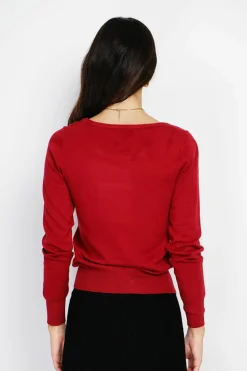 Assuili Sweats|Pull en Cachemire mélangé col rond rouge