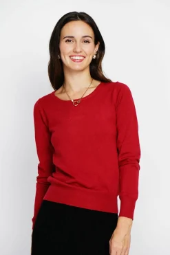 Assuili Sweats|Pull en Cachemire mélangé col rond rouge