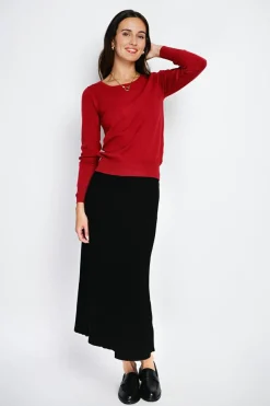 Assuili Sweats|Pull en Cachemire mélangé col rond rouge