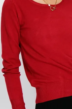 Assuili Sweats|Pull en Cachemire mélangé col rond rouge