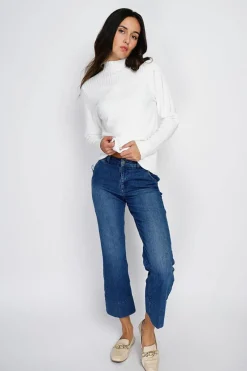 Assuili Pulls|Pull en Cachemire mélangé col montant naturel