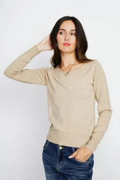 Assuili Pulls|Pull en Cachemire mélangé col rond camel