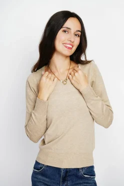 Assuili Pulls|Pull en Cachemire mélangé col rond camel