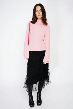 C&Jo Pulls|Pull en Cachemire mélangé col montant rose