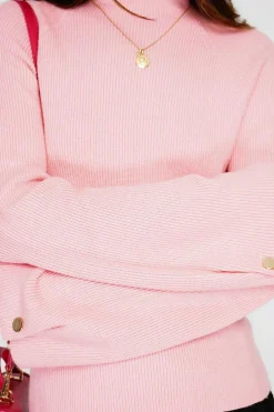 C&Jo Pulls|Pull en Cachemire mélangé col montant rose