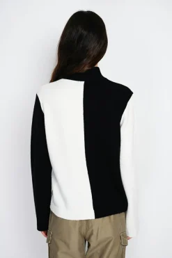 Assuili Pulls|Pull en Cachemire mélangé col montant naturel/noit