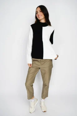 Assuili Pulls|Pull en Cachemire mélangé col montant naturel/noit