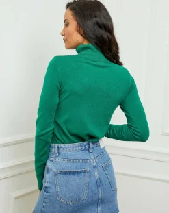Soft Cashmere Pulls|Pull en Cachemire mélangé col roulé Jade vert gazon