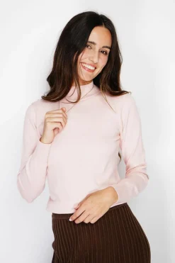 Assuili Pulls|Pull en Cachemire mélangé col montant rose