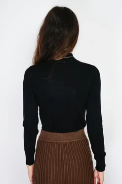 Assuili Pulls|Pull en Cachemire mélangé col montant noir