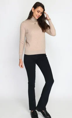 C&Jo Pulls|Pull en Cachemire mélangé col roulé fourré thermique camel