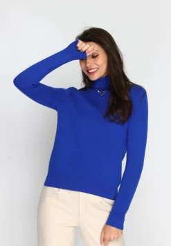 C&Jo Pulls|Pull en Cachemire mélangé col roulé fourré thermique royal