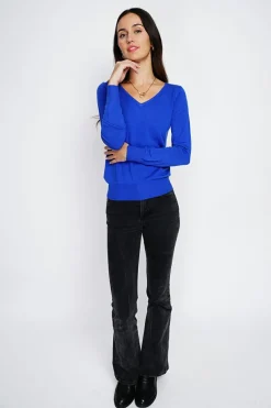 Assuili Pulls|Pull en Cachemire mélangé col V royal