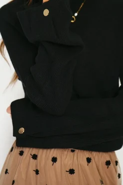 C&Jo Pulls|Pull en Cachemire mélangé col montant noir