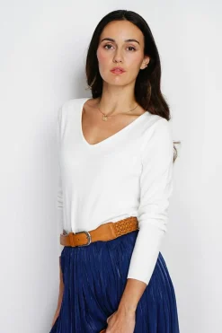 Assuili Pulls|Pull en Cachemire mélangé col V naturel