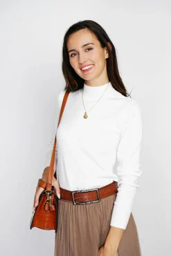 Assuili Pulls|Pull en Cachemire mélangé col montant naturel