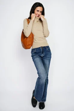 Assuili Pulls|Pull en Cachemire mélangé col montant camel