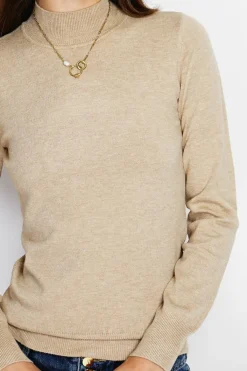 Assuili Pulls|Pull en Cachemire mélangé col montant camel