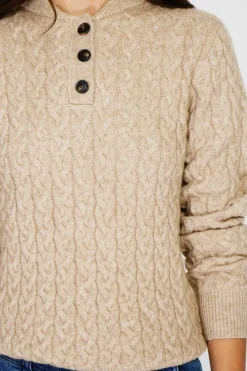 C&Jo Pulls|Pull en Cachemire mélangé col boutonné désert