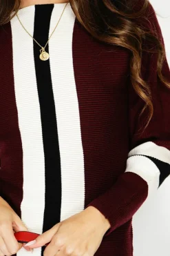 Assuili Pulls|Pull en Cachemire mélangé ras du cou bordeaux