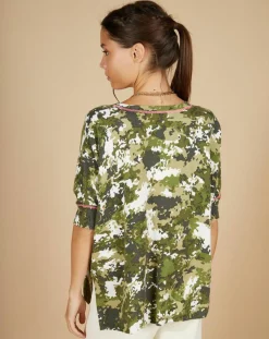 Cashmere Tribu Pulls|Pull en Coton & Cachemire Maya à motif kaki