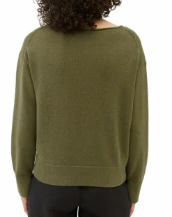 Marc O'Polo Pulls|Pull en Coton & Lin Col Bateau kaki