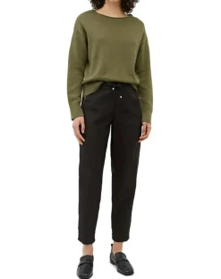 Marc O'Polo Pulls|Pull en Coton & Lin Col Bateau kaki