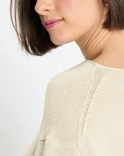 Marc O'Polo Pulls|Pull en Coton & Lin Col Bateau beige clair