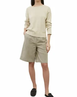 Marc O'Polo Pulls|Pull en Coton & Lin Col Bateau beige clair