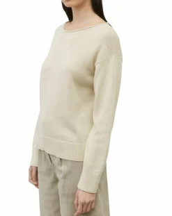 Marc O'Polo Pulls|Pull en Coton & Lin Col Bateau beige clair