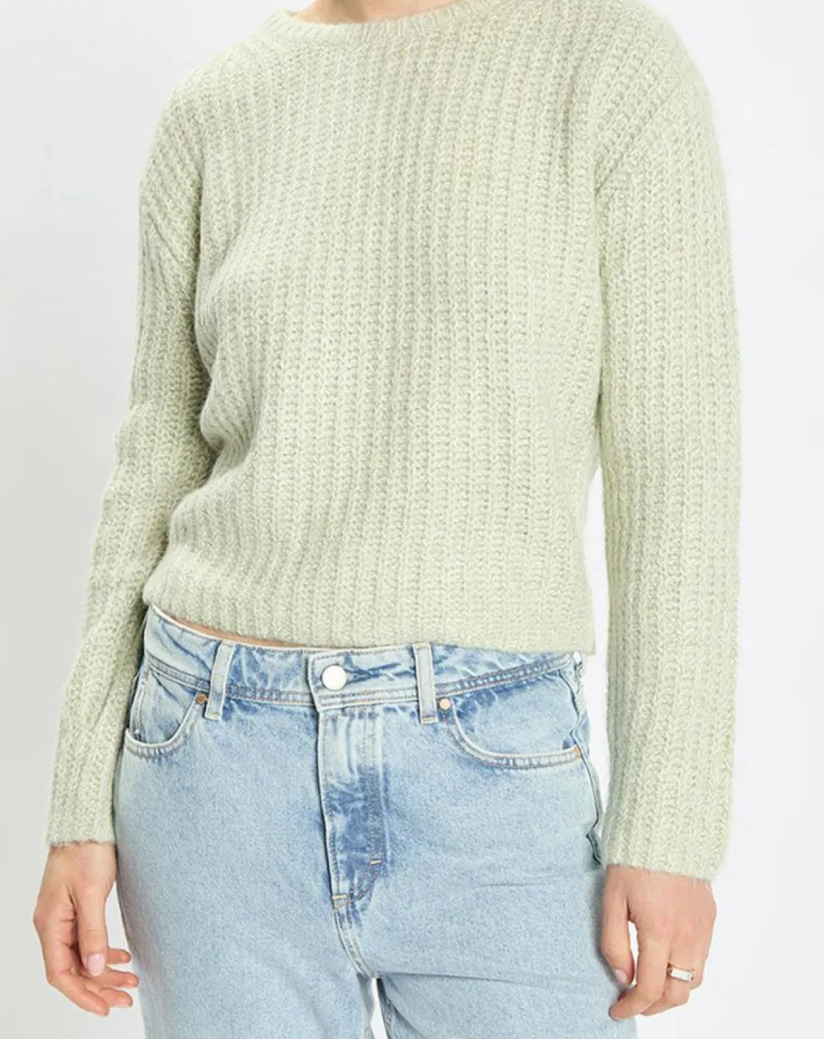 Marc O'Polo Pulls|Pull en Coton, Laine & Alpaga mélangés Mouline vert clair