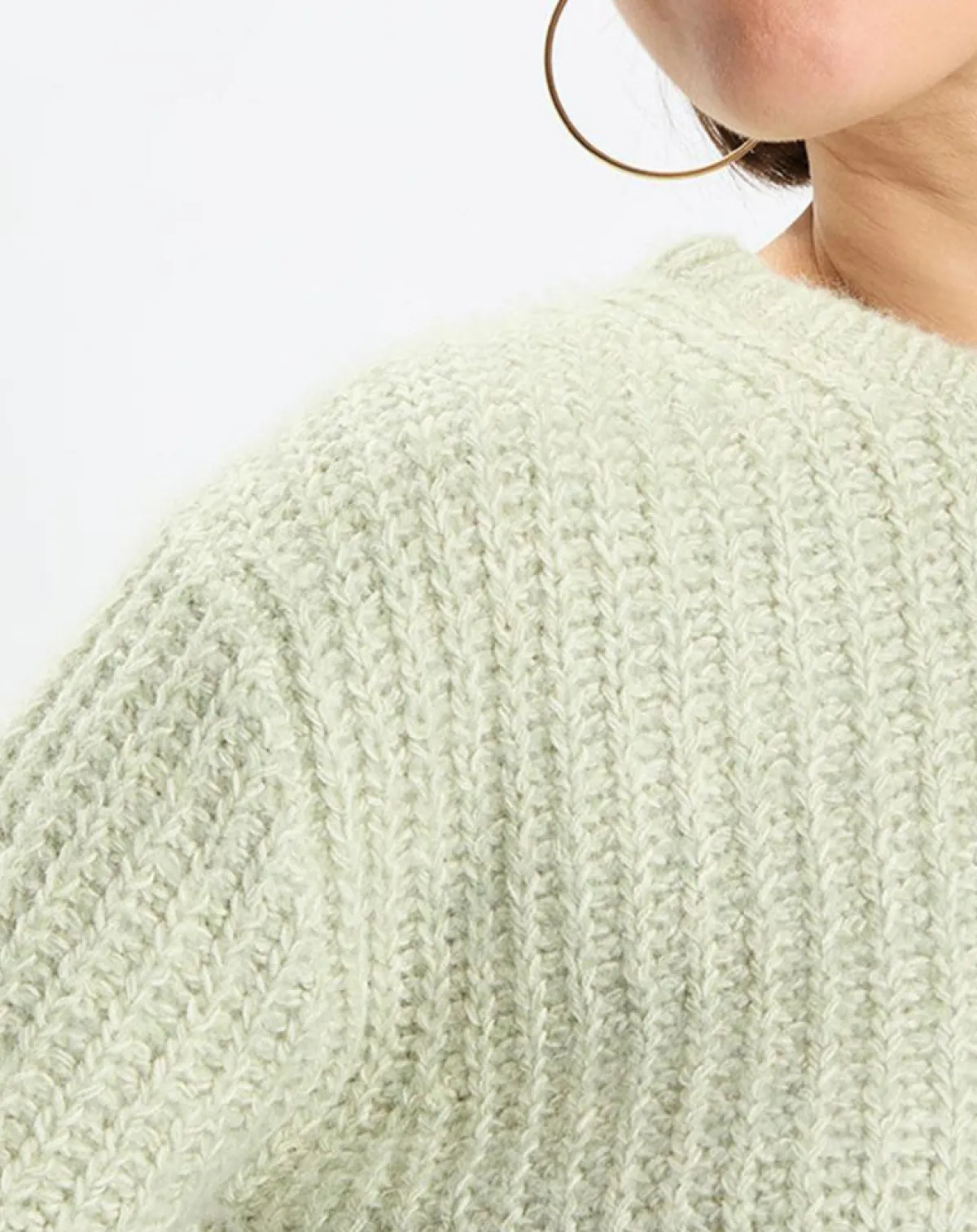 Marc O'Polo Pulls|Pull en Coton, Laine & Alpaga mélangés Mouline vert clair