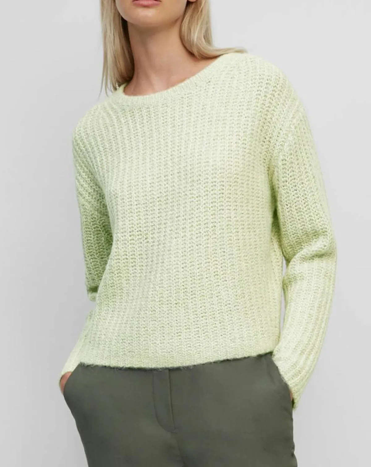 Marc O'Polo Pulls|Pull en Coton, Laine & Alpaga mélangés Mouline vert clair