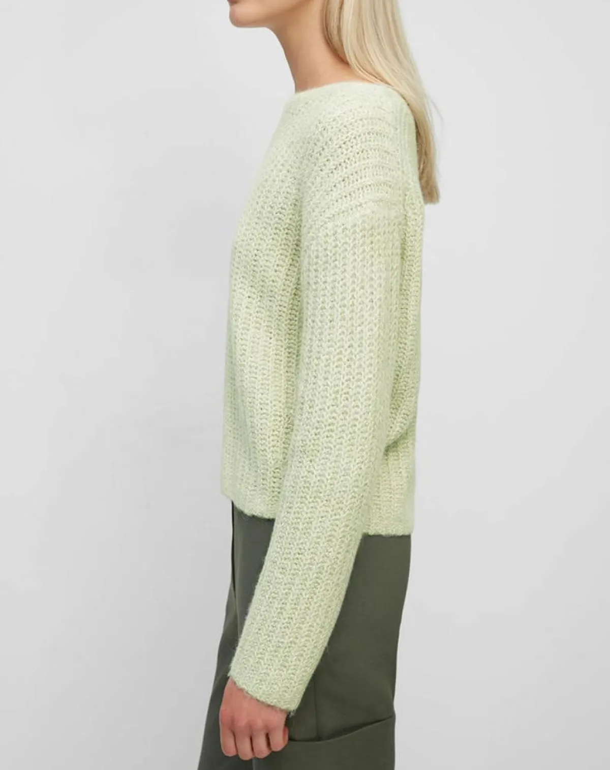 Marc O'Polo Pulls|Pull en Coton, Laine & Alpaga mélangés Mouline vert clair