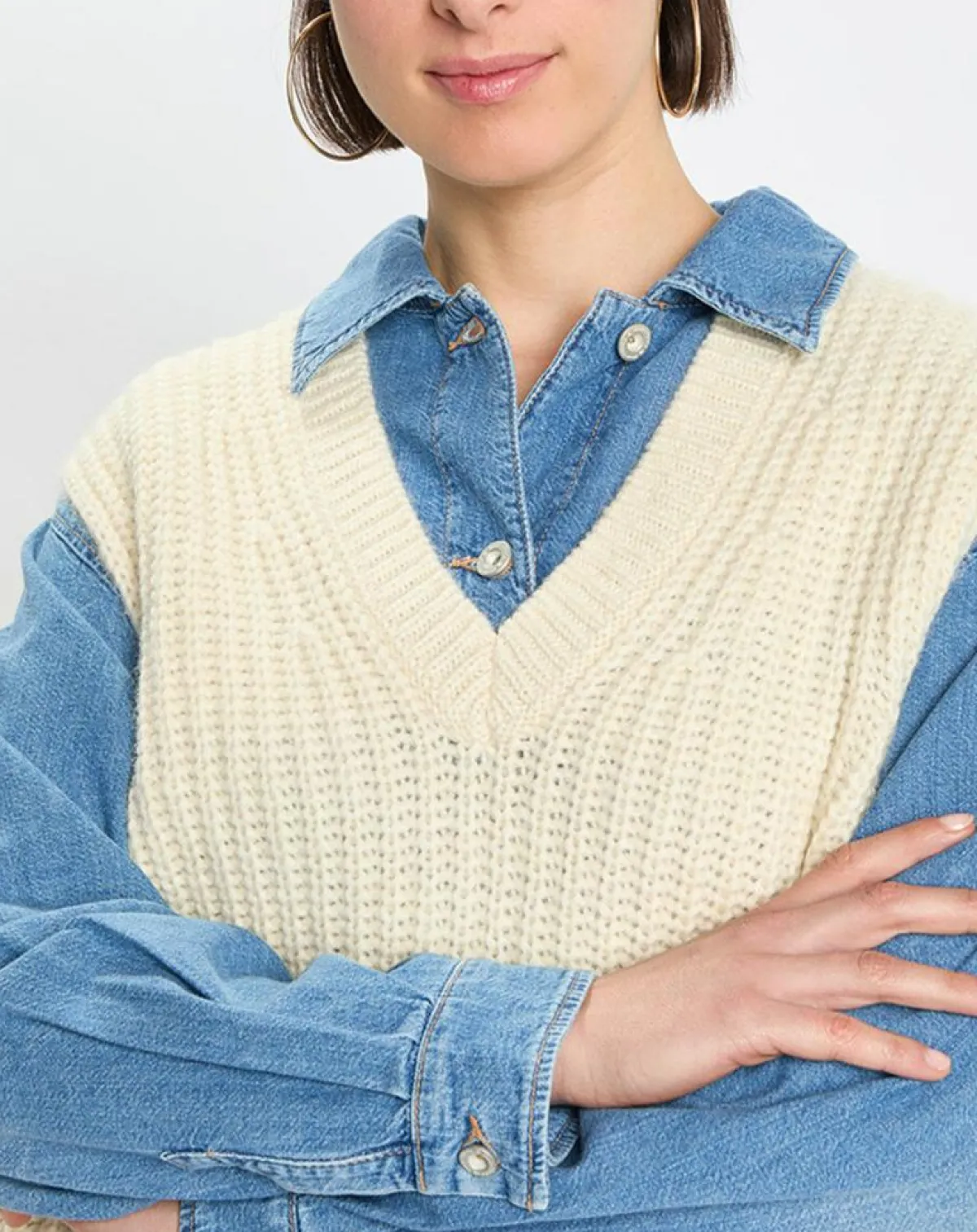 Marc O'Polo Pulls|Pull en Coton, Laine & Alpaga mélangés sans manches écru