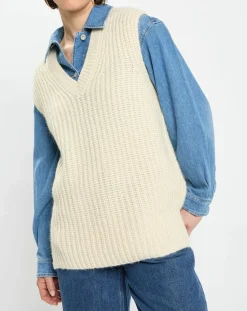 Marc O'Polo Pulls|Pull en Coton, Laine & Alpaga mélangés sans manches écru