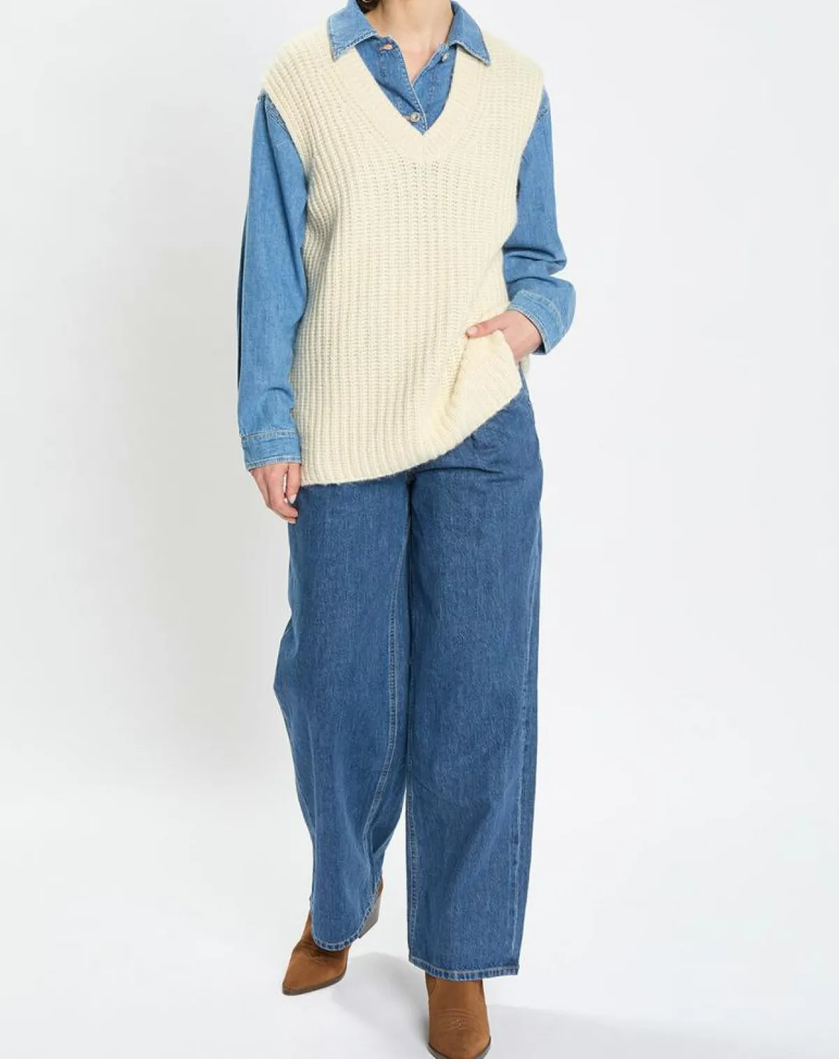 Marc O'Polo Pulls|Pull en Coton, Laine & Alpaga mélangés sans manches écru